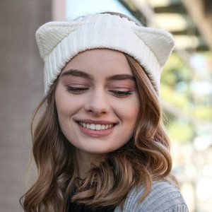 Animal Ear Crochet Headband - Ivory